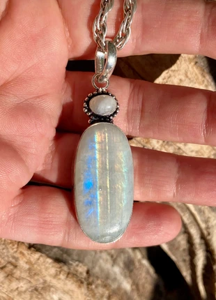 Pendentif en argent & pierres de lune, marca: Fabrication Artisanale, estado: Novo sem etiquetas, €25.00, €26.95 inclui Proteção do Comprador