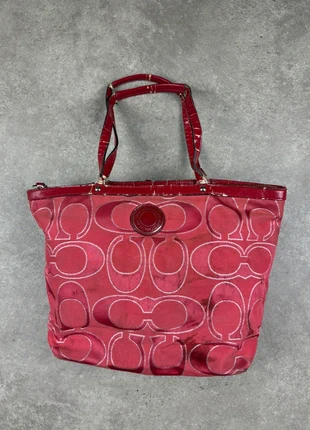 Sac Cabas Tote Coach Signature Rouge Monogramme Toile et Cuir Verni, brand: Coach, condition: Satisfactory, €32.00, €34.30 includes Buyer Protection Pro