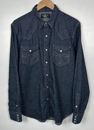 RRL Double RL Ralph Lauren Shirt, Denim Western, Indigo Blue, Size Mens Large, brand: RRL, condition: Good, size: L, £199.95, £210.65 includes Buyer Protection