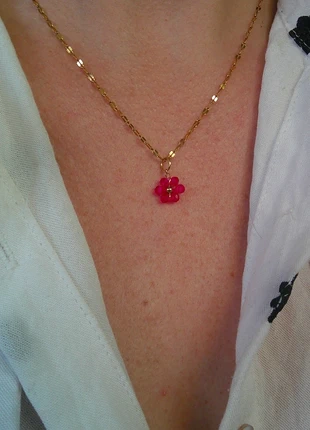 Fleur rose 🌟 perles 🌟 collier acier inoxydable réglable ajustable doré, brand: acier inoxydable, condition: Very good, €8.00, €9.10 includes Buyer Protection Pro