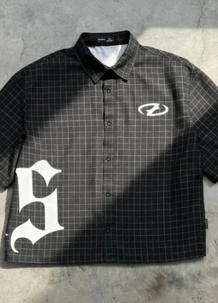 Chemise noire à carreaux, coupe oversize, style graphique urbain, condizioni: Ottime, taglia: M, €34.90, €37.35 include la Protezione acquisti