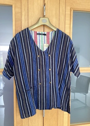 Gudrun Sjoden linen over blouse blue striped size s brand new, brand: Gudrun Sjödén, condition: New with tags, size: S / 8, £43.00, £45.85 includes Buyer Protection