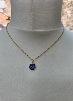 Collier chaîne dorée – Pendentif lune & ciel étoilé bleu en acier inoxydable, marca: sans marque, estado: Nuevo sin etiquetas, 3,50 €, 4,38 € Protección al comprador incluida