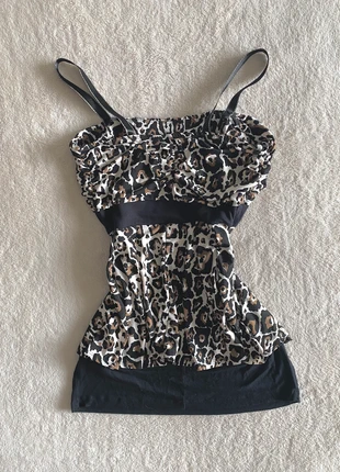 y2k 2010's leopard print ruched fitted cami top mcbling bimbo trashy, brand: Vintage Dressing, condition: Very good, size: XS / 6, £18.00, £19.60 includes Buyer Protection
