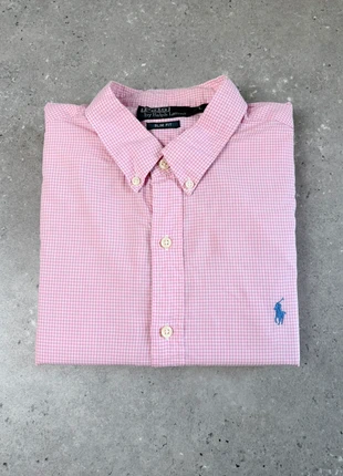 Chemise a manches longues a carreaux blanc rose Ralph Lauren L Homme logo brodé bleu, marca: Ralph Lauren, estado: Muy bueno, tamaño: L, 30,00 €, 32,20 € Protección al comprador incluida