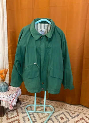 Veste coupe vent vintage verte avec Multi poche en coton, merk: sportswear, staat: Goed, maat: XL / 42 / 14, € 12,00, € 13,30 inclusief Kopersbescherming Pro