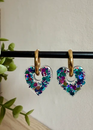 Pampilles 2,2cm coeur en résine. Sans créole, état: Très bon état, 3,00 €, 3,85 € Protection acheteurs (Pro) incluse