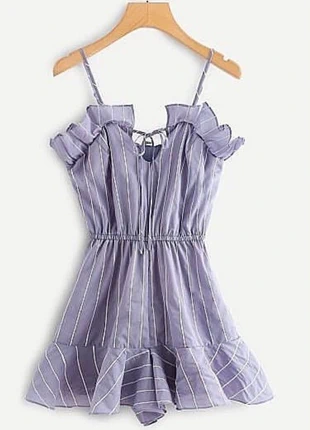 Powder blue striped playsuit, merk: Local, staat: Nieuw zonder prijskaartje, maat: Overige, € 9,99, € 11,19 inclusief Kopersbescherming