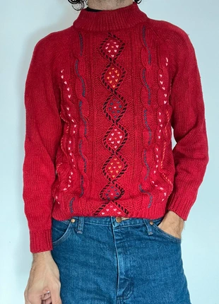Pull d’hiver torsadé style Noël tricot Ski rouge vintage - M, marke: Vintage Dressing, zustand: Gut, größe: M / 38 / 10, 25,00 €, 26,95 € inklusive Vinted-Käuferschutz