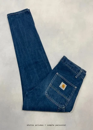 Jean Carhartt wip Bleu Marine Droit Single Knee Pant Carpenter Denim Taille S w29 #979, marque: Carhartt, état: Très bon état, taille: W29 | FR 38, 49,00 €, 52,15 € Protection acheteurs incluse