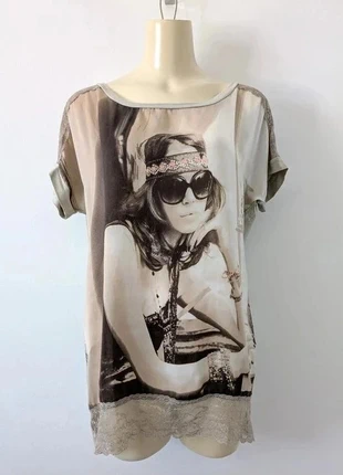 Blouse d'été beige finitions dentelle - Rinascimento - taille L, merk: Rinascimento, staat: Heel goed, maat: L / 40 / 12, € 8,00, € 9,10 inclusief Kopersbescherming Pro