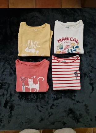 Lot de 4 t.shirt manches longues, merk: Kiabi, staat: Heel goed, maat: 6 jaar / 116 cm, € 2,00, € 2,80 inclusief Kopersbescherming