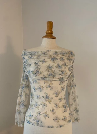 Top épaules dénudées fleuri en mesh transparent, brand: COQUETTE, condizioni: Ottime, taglia: S / IT 40 / EU 36, €8.00, €9.10 include la Protezione acquisti
