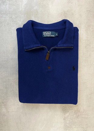 Pull Col Zippé Ralph Lauren bleu logo noir brodé L homme, brand: Ralph Lauren, condition: Very good, size: L, 62.00 €, 65.80 € includes Buyer Protection