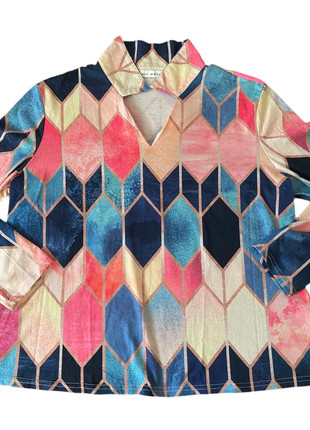 Blouse losange multicolore Taille 42, état: Très bon état, taille: XL / 42 / 14, 1,00 €, 1,75 € Protection acheteurs incluse
