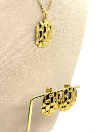 Parure design tressé en acier inoxydable - colliers et boucles d’oreilles, condition: Very good, €10.00, €11.20 includes Buyer Protection Pro