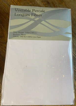 1 drap housse 140/190 percale coton 200 fils, marque: Coton, état: Neuf, taille: Double (120-140 x 190-200 cm), 28,00 €, 30,10 € Protection acheteurs (Pro) incluse