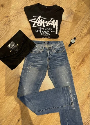 jeans évasés taille basse low rise y2k 2000's délavé printed, marke: y2k, zustand: Sehr gut, größe: XS / 34 / 6, 12,99 €, 14,34 € inklusive Vinted-Käuferschutz