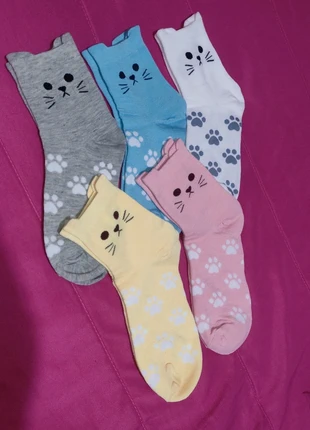 Conjunto de 5 pares de meias gatos, staat: Nieuw met prijskaartje, maat: S | 35–38, € 12,00, € 13,30 inclusief Kopersbescherming