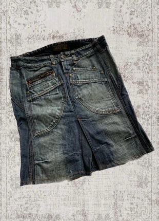 Gonna di jeans denim cargo multi tasche zip con spacco lavaggio sbiadito, marca: y2k, estado: Novo sem etiquetas, tamanho: XS / 34 / 6, €17.00, €18.55 inclui Proteção do Comprador