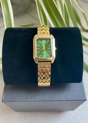 Montre Quartz en acier inoxydable • Doré/Vert, brand: Quartz, condition: New with tags, size: One size, €13.30, €14.67 includes Buyer Protection