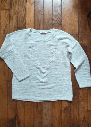 Pull motif cerf, brand: Camaïeu, condizioni: Ottime, taglia: S / IT 40 / EU 36, €4.00, €4.90 include la Protezione acquisti