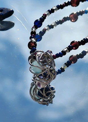 collana perline ciondolo pietre vere naturali (lapislazzuli,q. rosa, amazzonite)acciaio inossidabile, marca: Mano, estado: Nuevo sin etiquetas, 13,00 €, 14,35 € Protección al comprador incluida