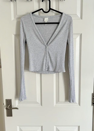 H&M Light Grey Ribbed Blouse Cardigan Top Basic Casual Must Yoga Gym Blogger Spring, brand: H&M, condition: Very good, size: XS / UK 4-6, £1.99, £2.79 includes Buyer Protection