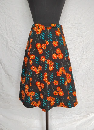 Jupe à fleurs  oranges 🌷 Vintage, fait main, taille  32., merk: Vintage, staat: Heel goed, maat: XXS / 32 / 4, € 8,00, € 9,10 inclusief Kopersbescherming Pro