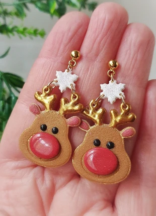 Boucles d'oreilles Renne de Noël, marque: FIMO, état: Neuf sans étiquette, 9,00 €, 10,15 € Protection acheteurs (Pro) incluse
