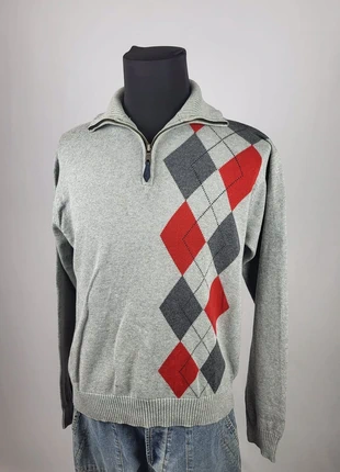 Pull Nautica vintage S gris col camionneur zip argyle rouge et gris made in Hong Kong rare, brand: Nautica, condizioni: Buone, taglia: S, €12.00, €13.30 include la Protezione acquisti Pro