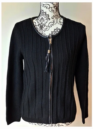 Gilet Sandro Noir en laine et cuir Taille 38 M 💝, merk: Sandro, staat: Heel goed, maat: M / 38 / 10, € 45,00, € 47,95 inclusief Kopersbescherming