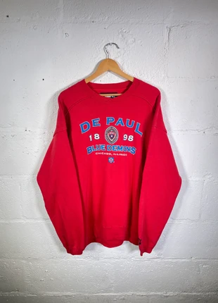 Red Vintage Starter De Paul Sweatshirt, brand: Starter, condition: Very good, size: L, £30.00, £32.20 includes Buyer Protection