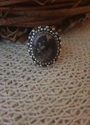 Silver sterling 925 ring met natuursteen Snowflake Obsidian, brand: Silver, condizioni: Nuovo senza cartellino, taglia: 19,4 mm Ø / 22,5, €12.49, €13.81 include la Protezione acquisti