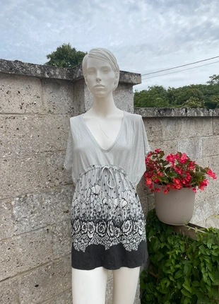 🌸 Tunique grise à motifs floraux La Redoute Création - Taille 34/36 (étiquette), brand: La Redoute, condition: New with tags, size: S / 36 / 8, €10.00, €11.20 includes Buyer Protection
