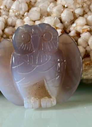 Chouette en agate naturelle avec druse – 5,5 × 5,1 cm / 46 g, marque: agate druse, état: Neuf sans étiquette, 14,00 €, 15,40 € Protection acheteurs incluse