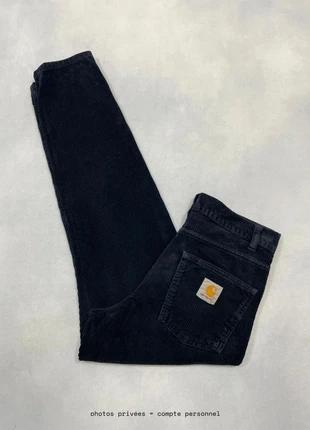 Pantalon Carhartt wip Noir en velours côtelés modèle Newel Pant Corduroy Loose - Taille S w28 #999, marque: Carhartt, état: Bon état, taille: W28 | FR 38, 39,00 €, 41,65 € Protection acheteurs (Pro) incluse