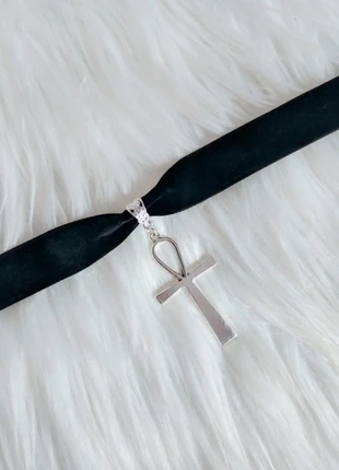 Choker collarino velluto nero croce egizia ankh, brand: Alternative, condizioni: Nuovo senza cartellino, €6.00, €7.00 include la Protezione acquisti