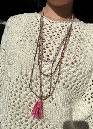 Genuine Vintage Boho Beaded Tassel Necklace with Pink Fringe, brand: Vintage Dressing, condition: Very good, €8.00, €9.10 includes Buyer Protection