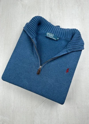 Pull col camionneur zippé Ralph Lauren bleu marine coton logo rouge brodé M homme, marca: Ralph Lauren, estado: Muito bom, tamanho: M, €69.00, €73.15 inclui Proteção do Comprador Pro
