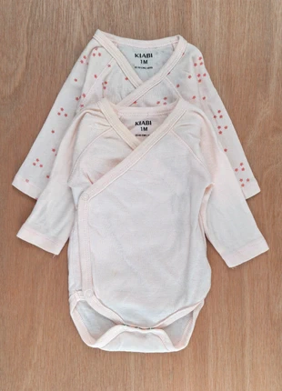 Lot de 2 bodies croisés / manches longues / 1 mois 54 cm / Kiabi, marke: Kiabi, zustand: Sehr gut, größe: Bis zu 1 Monat / 50, 1,00 €, 1,75 € beinhaltet Vinted-Käuferschutz Pro