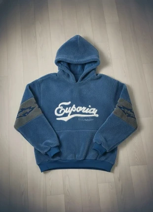 Streetwear Hoodie Polaire Bleu Royal, zippé, broderie "Euporia", brand: Vintage Dressing, condition: Very good, size: M, €60.00, €63.70 includes Buyer Protection