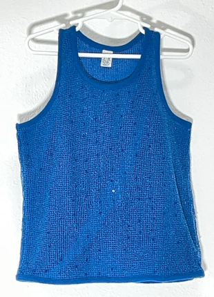 Zara Kids - Blue sequin vest top - Age 7-8 years (128cm), merk: Zara Kids, staat: Heel goed, maat: 8 jaar / 128 cm, € 3,50, € 4,38 inclusief Kopersbescherming