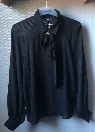 Blouse noire transparente à col C&A, merk: C&A, staat: Nieuw met prijskaartje, maat: M / 38 / 10, € 10,00, € 11,20 inclusief Kopersbescherming