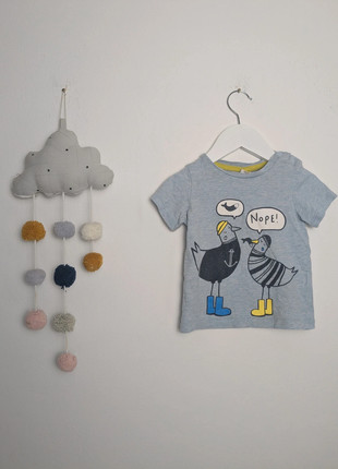 Baby T-Shirt | Möwen Print | H&M | 74 | Hellblau meliert, brand: H&M, condizioni: Ottime, taglia: 9-12 mesi / 74 cm, €1.25, €2.01 include la Protezione acquisti