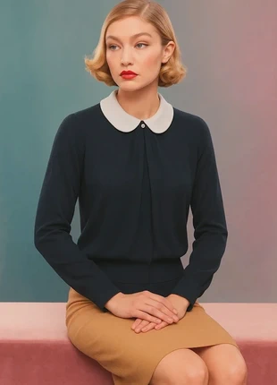 Camicetta nera con colletto bianco Zara stile rétro chic, brand: Zara, condizioni: Ottime, taglia: S / IT 40 / EU 36, €6.99, €8.04 include la Protezione acquisti