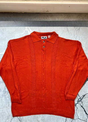 Fila Old Money torsadé Vintage Pull tressés Orange Y2K logo brodé, marke: FILA, zustand: Sehr gut, größe: L, 35,00 €, 37,45 € beinhaltet Vinted-Käuferschutz Pro