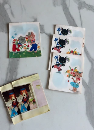Lot de 6 cartes postales anciennes chat / enfantin avec animation – très bon état, condition: Very good, €8.00, €9.10 includes Buyer Protection