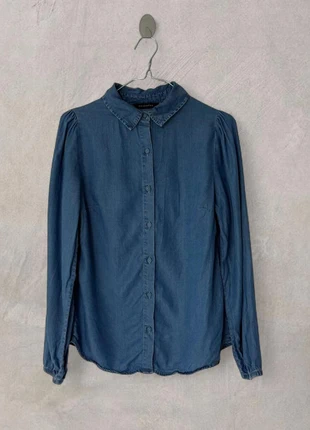 Peacocks denim-look blouse (marks on cuff + collar), brand: Peacocks, condition: Good, size: S / 8, £10.00, £11.20 includes Buyer Protection