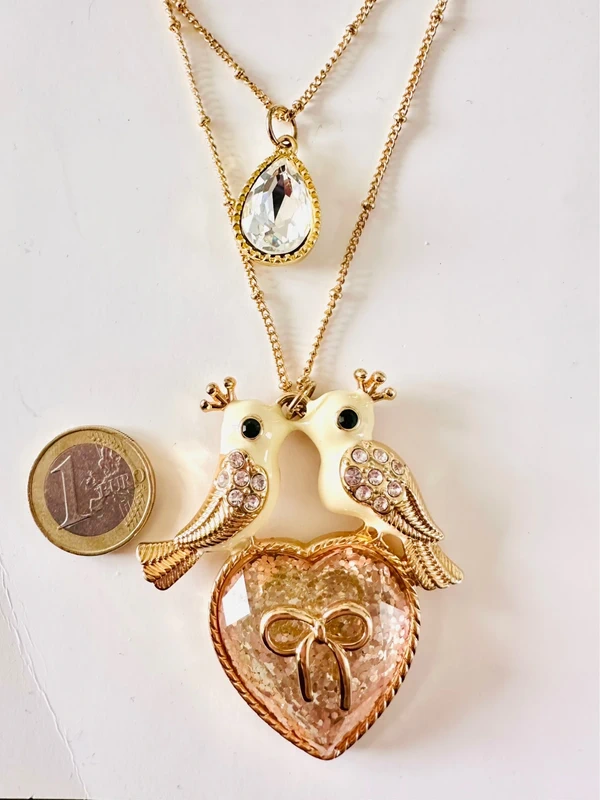 Vintage Collier Betsey Johnson – Love You Love Birds